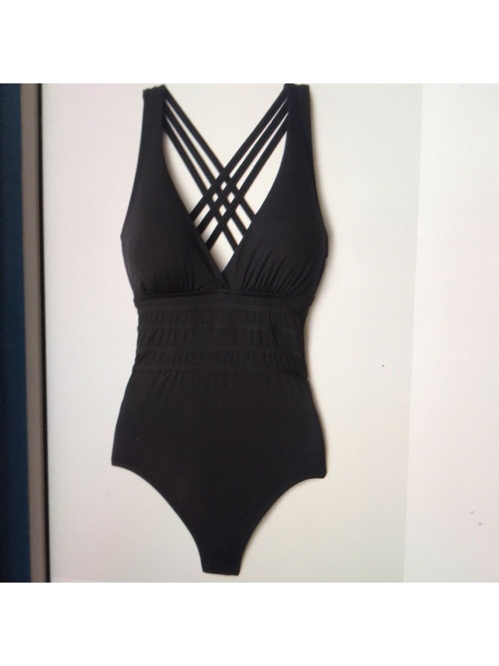 La Blanca Black V-Neck One-Piece Swimsuit